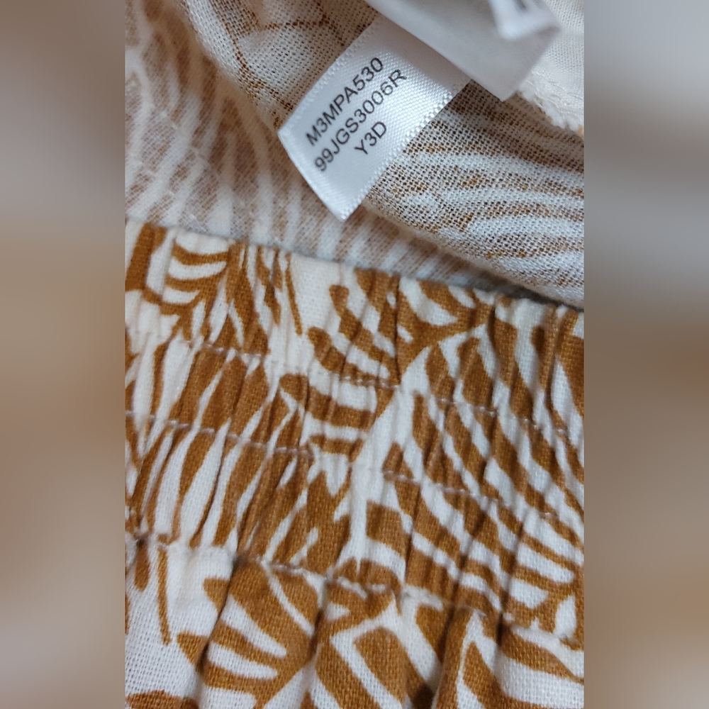 Marc New York Wide Leg Linen Leaf Print Pants Size Medium Button Front Palazzo - Picture 8 of 12